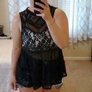 Free people lace black tank top